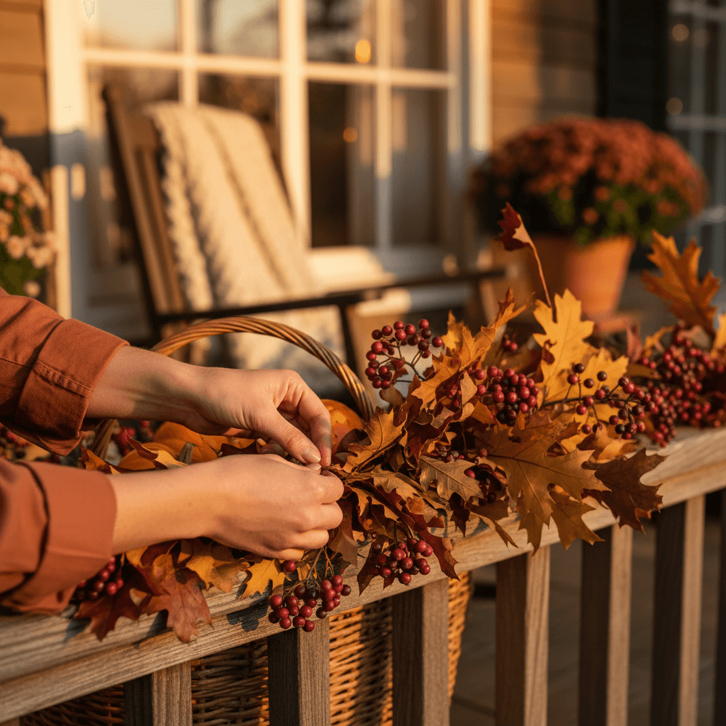 Coordinated seasonal porch design with multiple plantings