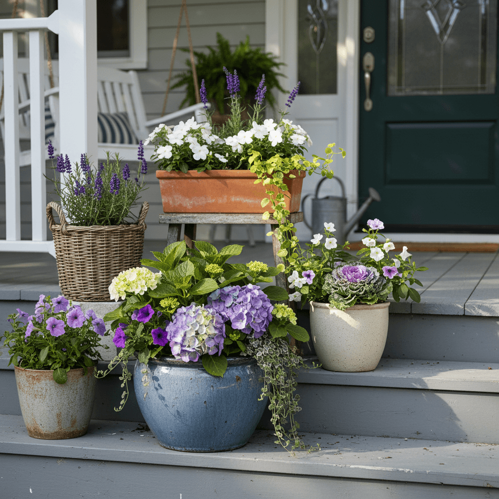 Premium planters on luxury porch