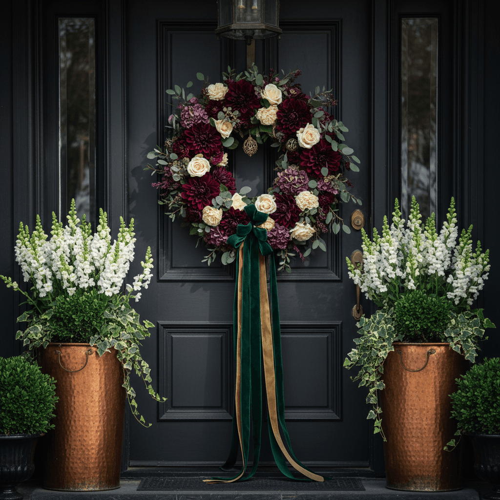 Custom wreath design on front door